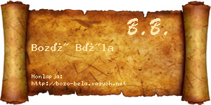 Bozó Béla névjegykártya
